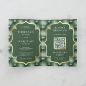 Saliegroene Geplooide Patroon QR Code Moslim Bruil (Binnen)