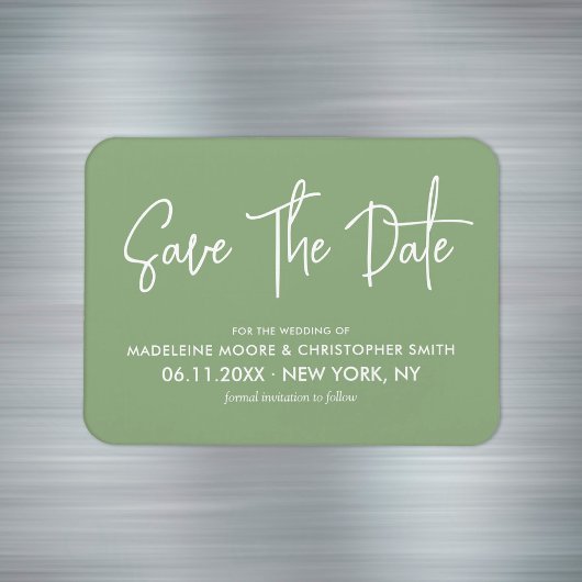 Saliegroene moderne kalligrafie Save The Date Magneet