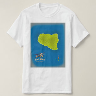 Salina, kaart van de toeristische kaart van Sicili T-shirt
