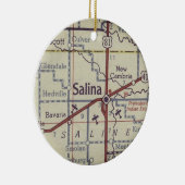 Salina Kansas  kaart Keramisch Ornament (Rechts)