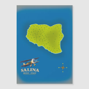 Salina, Sicilië kaart reisposter kaart
