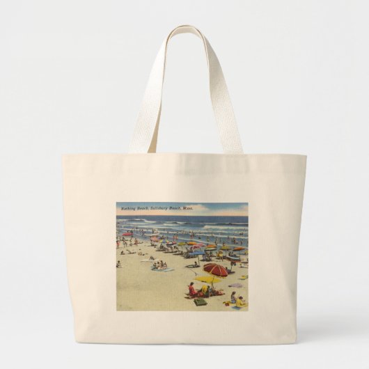 Salisbury Beach, Massachusetts - zandstrand Grote Tote Bag (Voorkant)