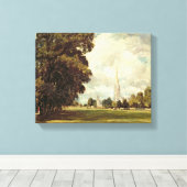 Salisbury Cathedral van Lower Marsh Close, 1820 Canvas Afdruk (Insitu (Houten vloer))