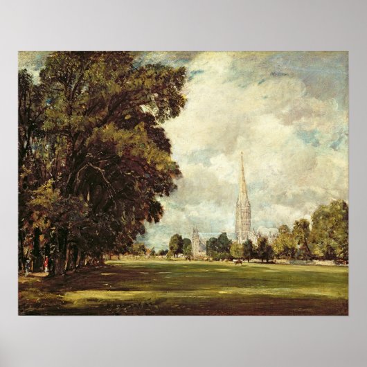 Salisbury Cathedral van Lower Marsh Close, 1820 Poster (Voorkant)