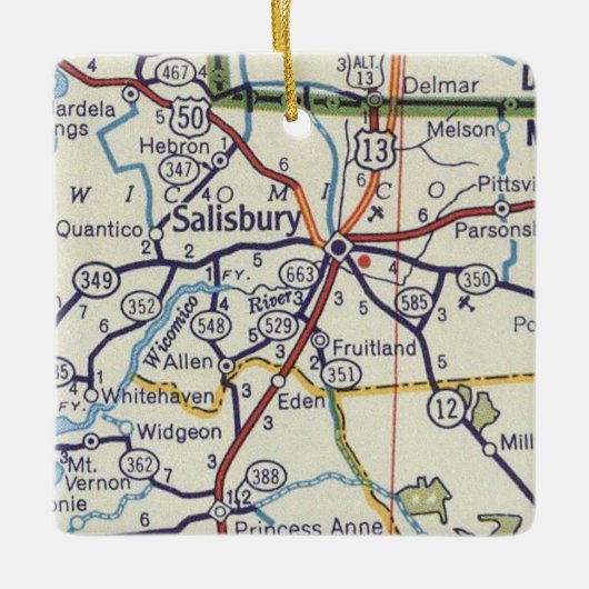 Salisbury MD map Keramisch Ornament (Voorkant)