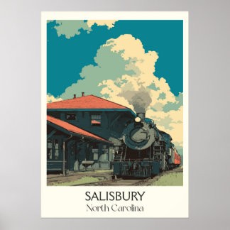 Salisbury NC Historisch treinstation Art Poster
