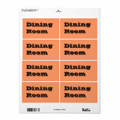 Salle à manger Étiquettes en déplacement à Orange (Feuille entière)