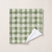 Salle de bain à carreaux gingham vert olive (Gant de toilette)