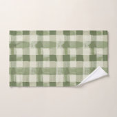 Salle de bain à carreaux gingham vert olive (Serviette à main)