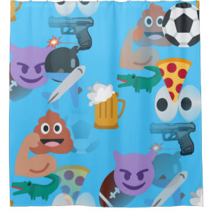 salle de bain avec rideau de douche emoji garçon