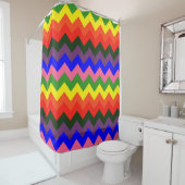 salle de bain chevron arc-en-ciel rideau douche (En situation)
