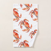 Salle de bain de crabe d'aquarelle tropicale (Serviette à main)