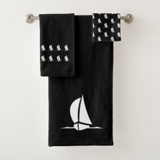 Salle de bain graphique en voilier noir blanc