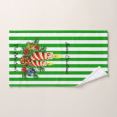 Salle de bain invitée Stripe de Noël Personnaliser (Serviette à main)