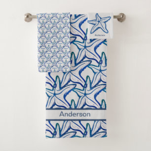 Salle de bain marine Blue Starfish motif Bain