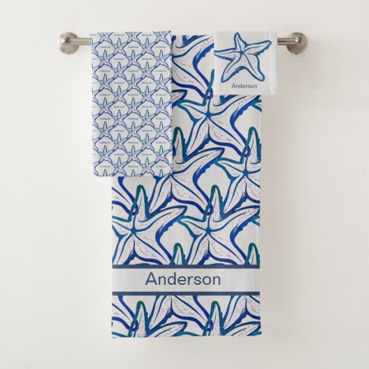Salle de bain marine Blue Starfish motif Bain (En situation)