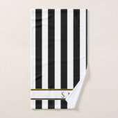 Salle de bain moderne avec rayures Black White Gol (Serviette à main)