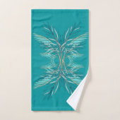 Salle de bain moderne Dark Turquoise Palm Feuille  (Serviette à main)
