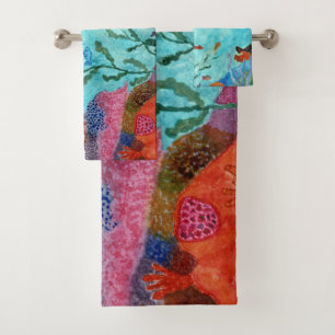 Salle de bain nautique aquarelle océan récif coral