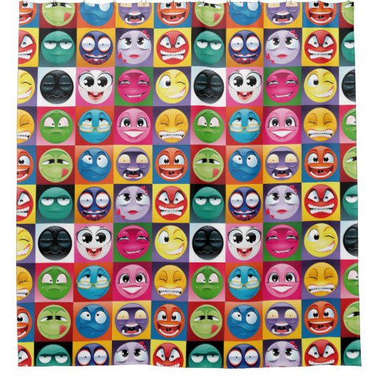 salle de bain pop art emojis rideau de douche (Devant)