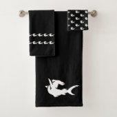 salle de bain requin set de serviettes noir et bla (En situation)