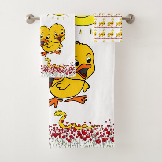 Salle de bain Serviette Jaune Chicks Serpent Rose (En situation)