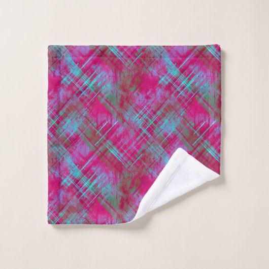 Salle De Bain Tartan Rose Purple Aqua Plaid (Gant de toilette)