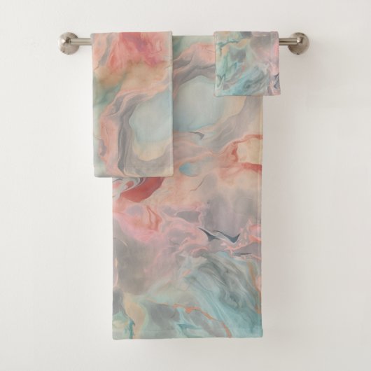 SALLE DE BAINS EN MARBRE GRAS ET SÈCHE-SERVIETTES (En situation)