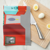 Salle de cinéma rétro Serviette de cuisine (Quart Plié)