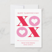 salle de classe xoxo coeur carte valentine (Devant)