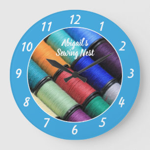 Salle de couture colorée Horloge ronde personnali