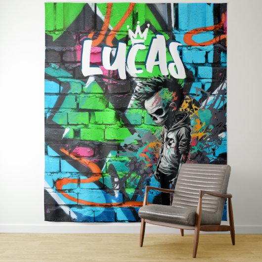 Salle de Graffiti Zombie Décor Tapisserie Monogram (En situation)