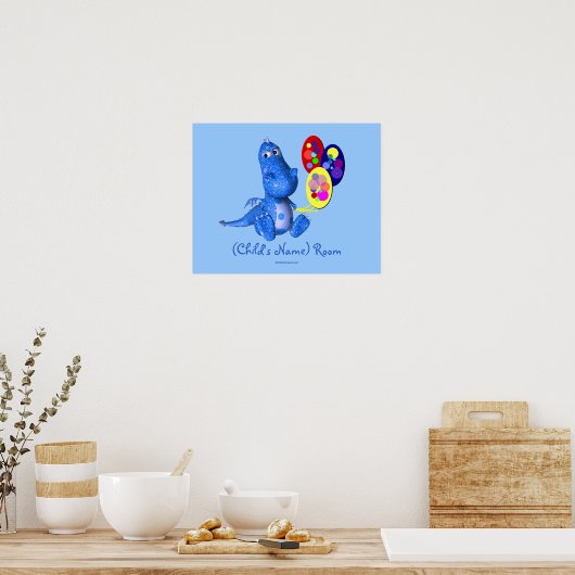 Salle des enfants Dragon Bleu Poster mural personn (Cuisine)