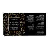 Salle Florale Noir & Or moderne Spray Étiquette bo (Devant)