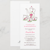 Salles de thé à fleurs roses Invitations de douche (Devant / Derrière)