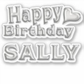 Sally Happy Birthday silver Aufkleber Sticker (Voorkant)