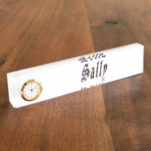 Sally, Nom, Logo, Plaque De Nom De Bureau Avec Hor