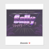 Sally prénom nom lilas rétro autocollant anniversa (Feuille)
