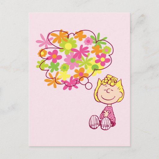 Sally Thinking of Flowers Briefkaart (Voorkant)