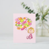 Sally Thinking of Flowers Briefkaart (Staand voorkant)