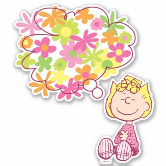 Sally Thinking of Flowers Sticker (Voorkant)