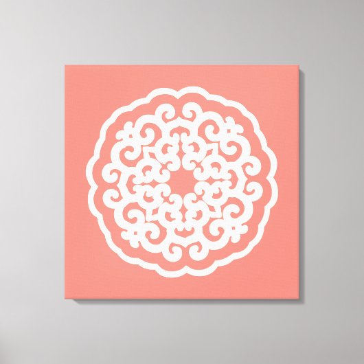 Salmon Asian Moods Mandalla Canvas Afdruk (Voorkant)