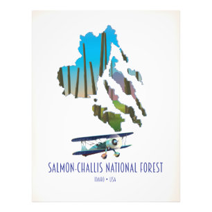 Salmon-Challis National Forest kaart Foto Afdruk