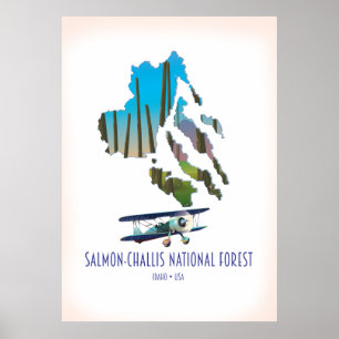 Salmon-Challis National Forest kaart Poster