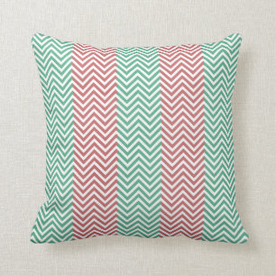 Salmon en Green Chevron Striped Zig Zags Kussen
