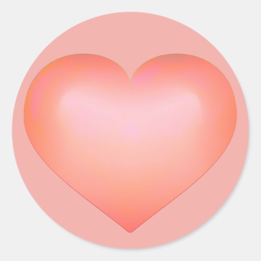 Salmon Fade Heart Ronde Sticker (Voorkant)