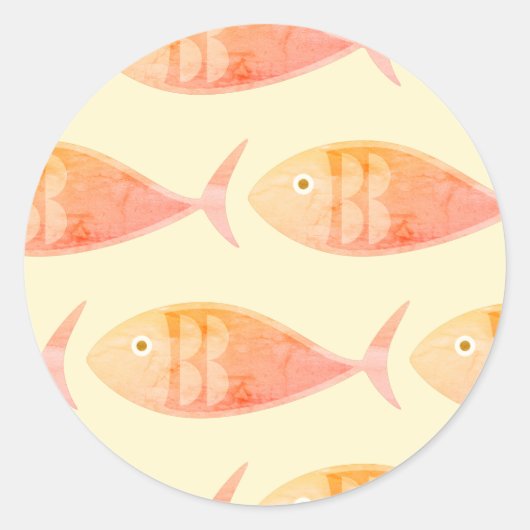 Salmon Fish Group Ronde Sticker (Voorkant)