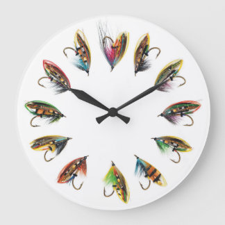 Salmon fly wall clock grote klok