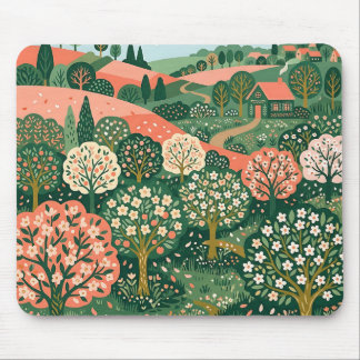 Salmon Forest Green Orchard Muismat – Boho Kunst
