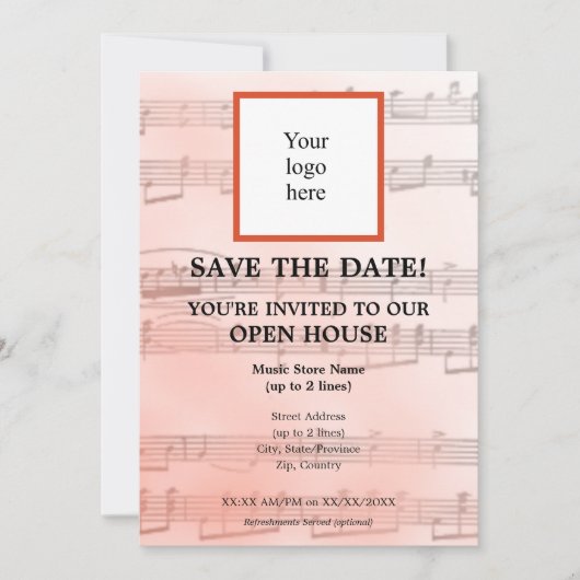 Salmon Local Music Store I Logo Open House Save The Date (Voorkant)